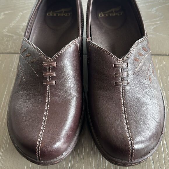 Dansko Women’s Abigail Brown Leather Slip On Clogs Nursing Comfort Shoes Size 38 - Picture 3 of 12